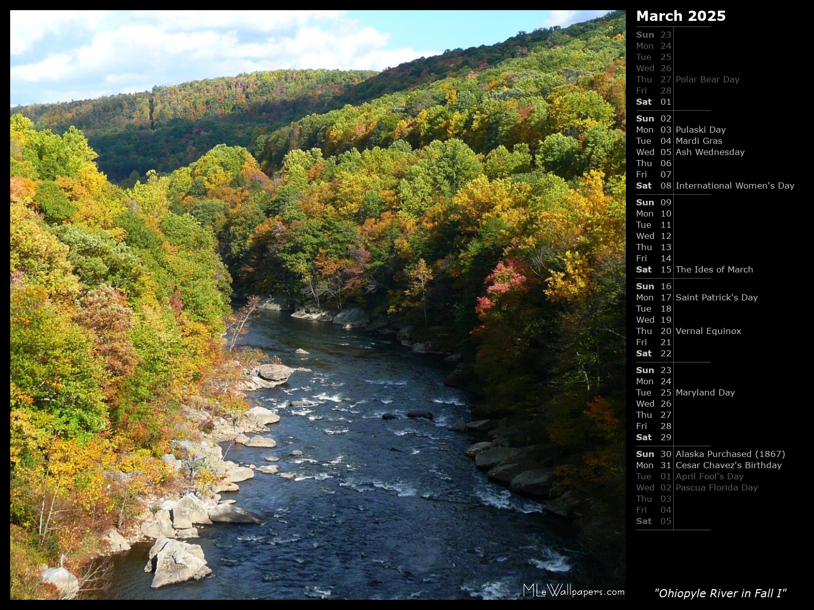 Ohiopyle River in Fall III (Calendar)