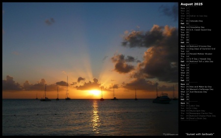 Sunset with Sailboats