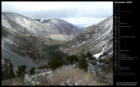 Driving Through the Snowy Sierra Nevada Mountains