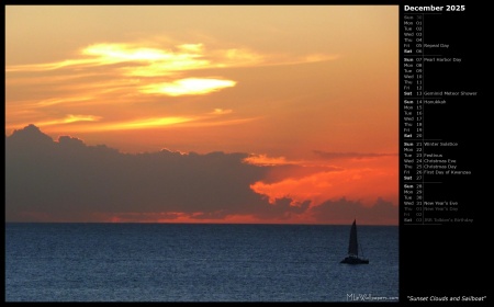 Sunset Clouds and Sailboat