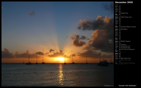 Sunset with Sailboats