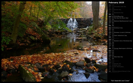 Fall Waterfall and Creek