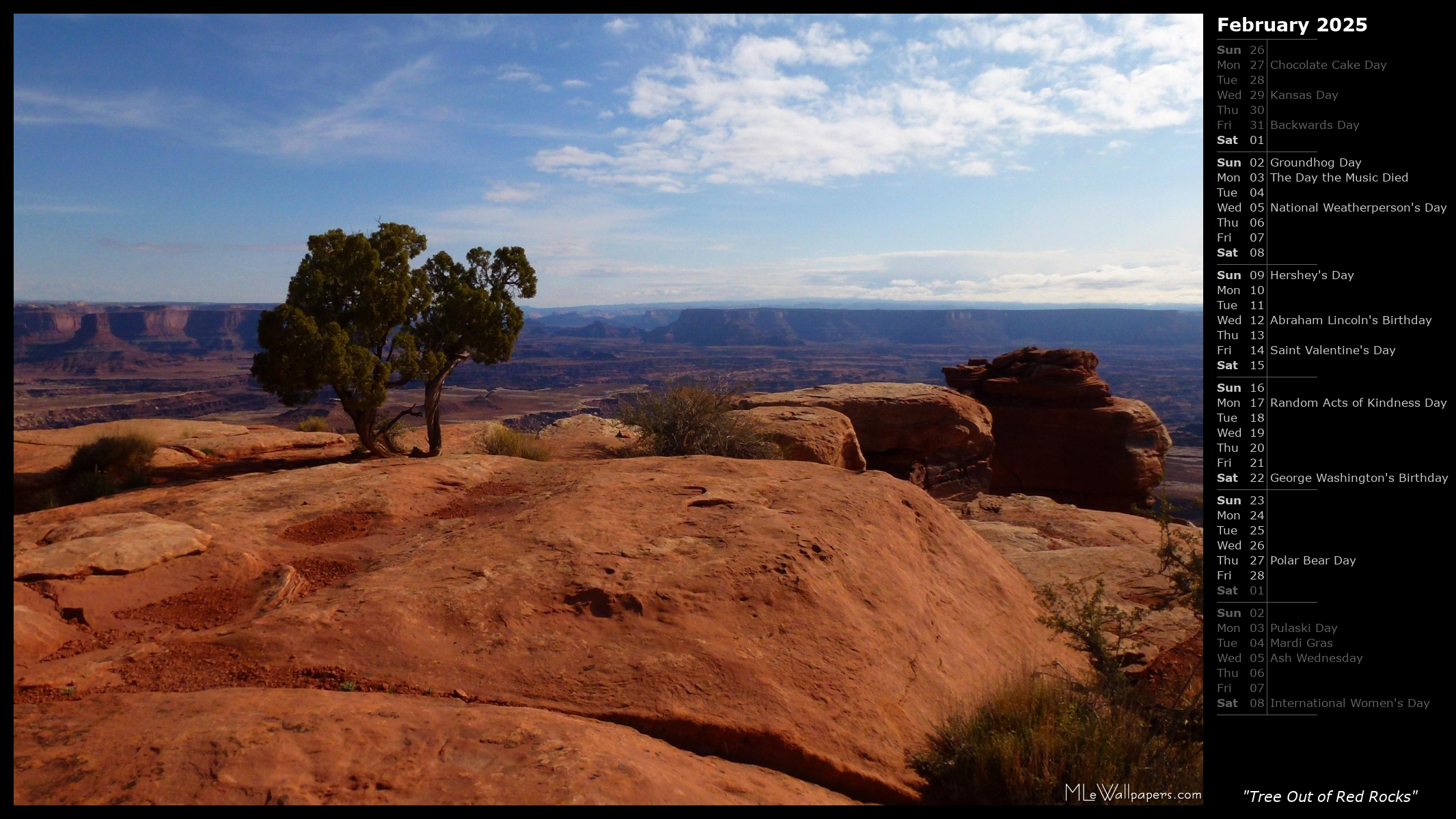 MLeWallpapers.com - Tree Out of Red Rocks (Calendar)