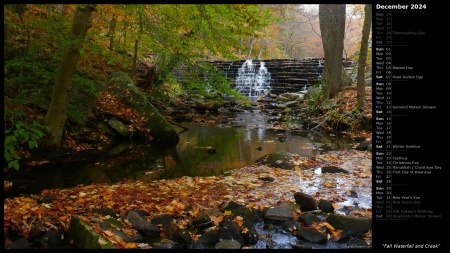 Fall Waterfall and Creek