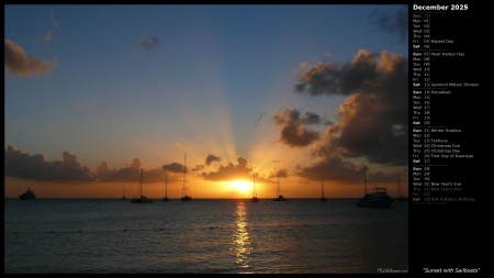 Sunset with Sailboats