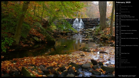 Fall Waterfall and Creek