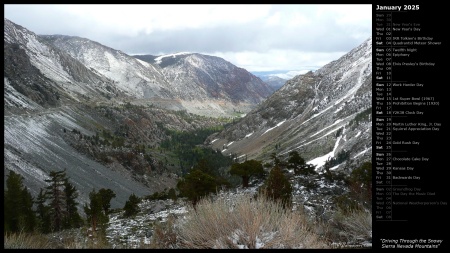 Driving Through the Snowy Sierra Nevada Mountains