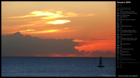 Sunset Clouds and Sailboat