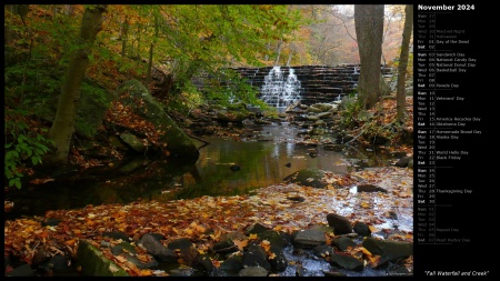 Fall Waterfall and Creek