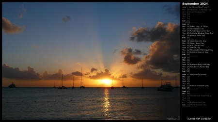 Sunset with Sailboats