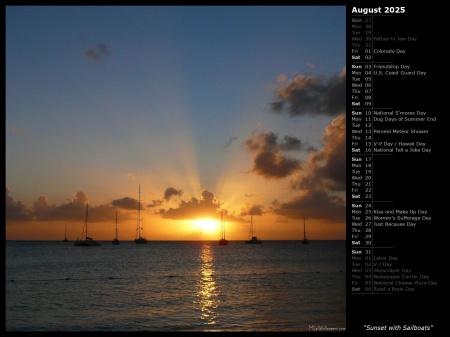 Sunset with Sailboats