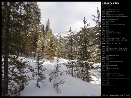 Winter Snowy Mountain Scene